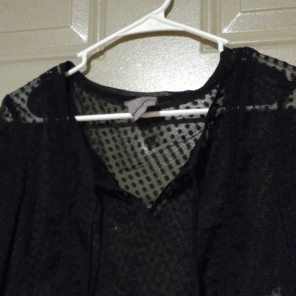 Anthropologie vanessa virginia blouse top ruched pleated Black Sheer Size 6 - Picture 3 of 9